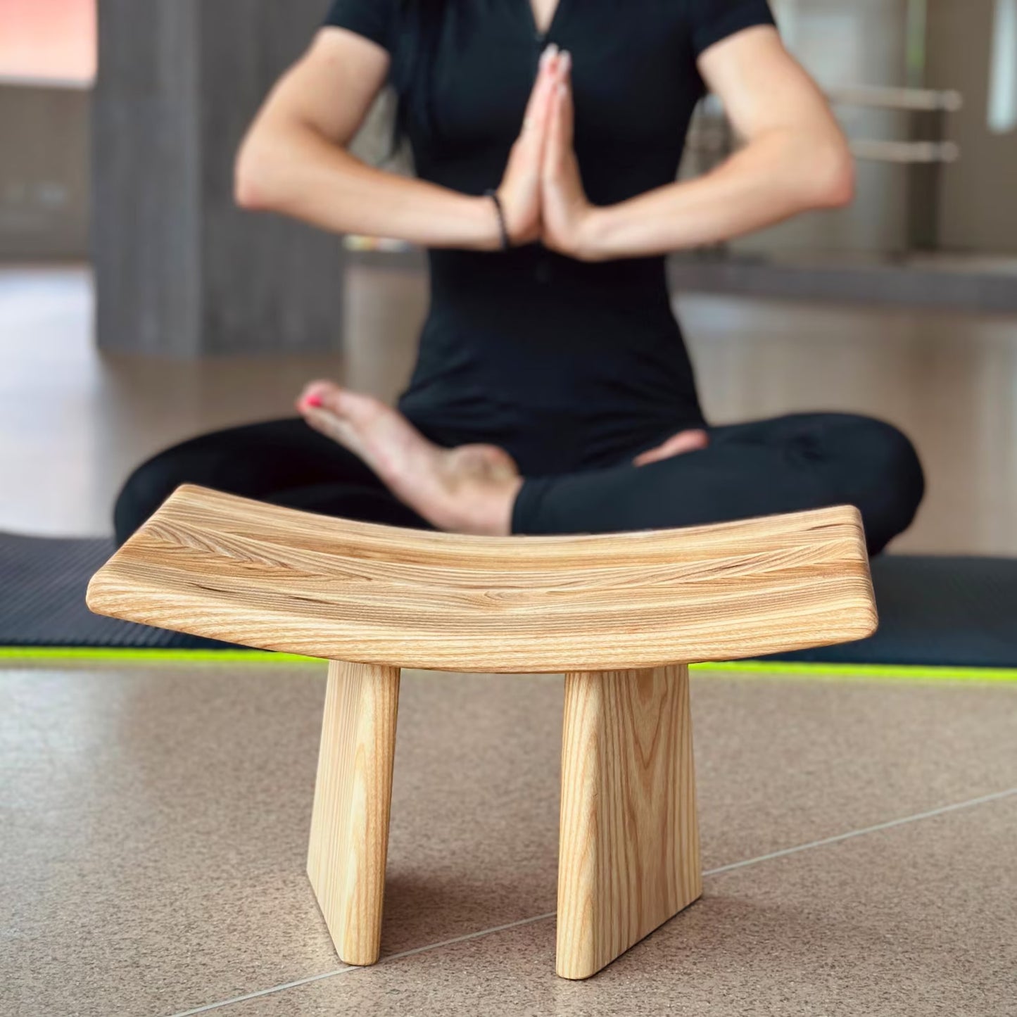 Meditation stool - Natural oak meditation bench.